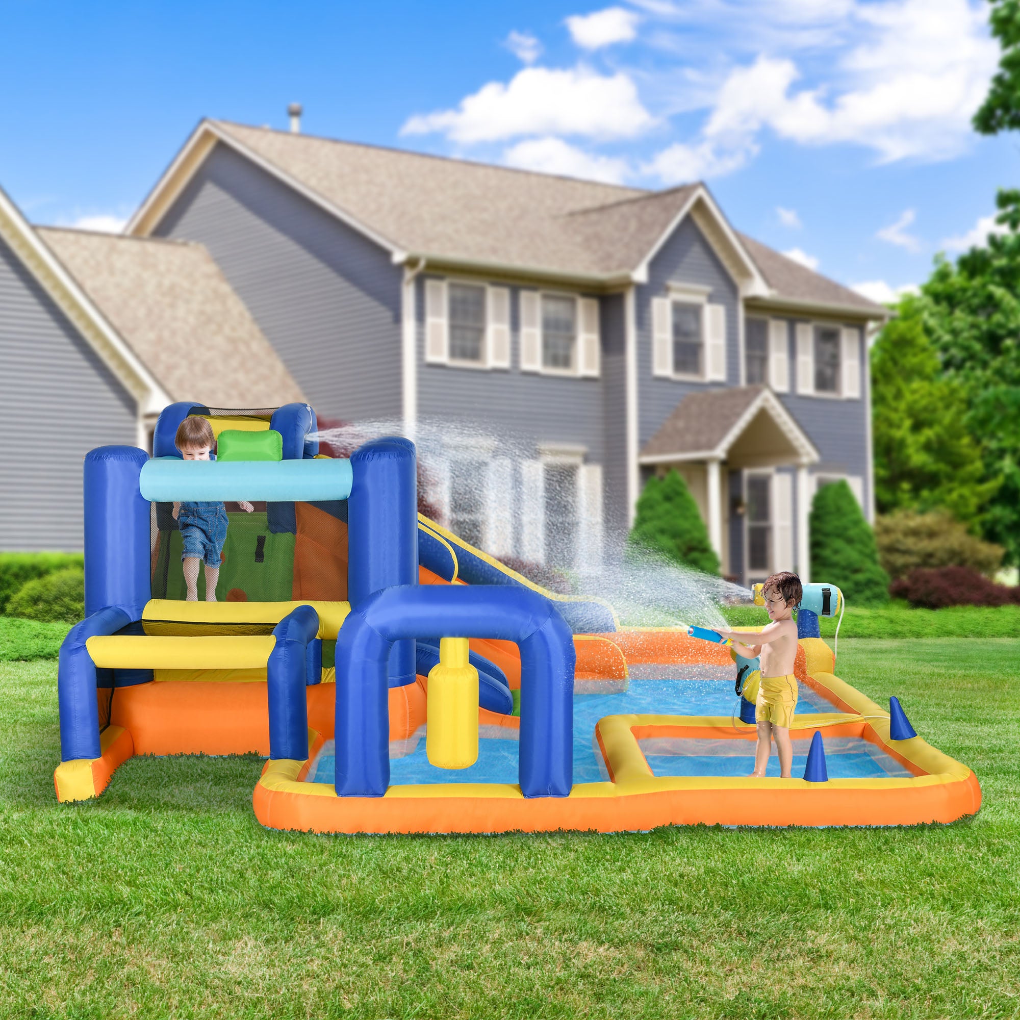Castelo Insuflável Infantil Outsunny tecido Oxford Multicolorido 430x420x200 cm - 2