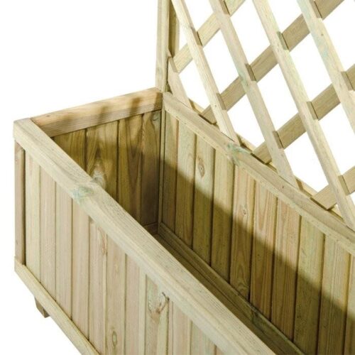 Fioriera in legno con pannello 180x90 cm grigliato a rombi e vaso portafiori da giardino Azalea - 2