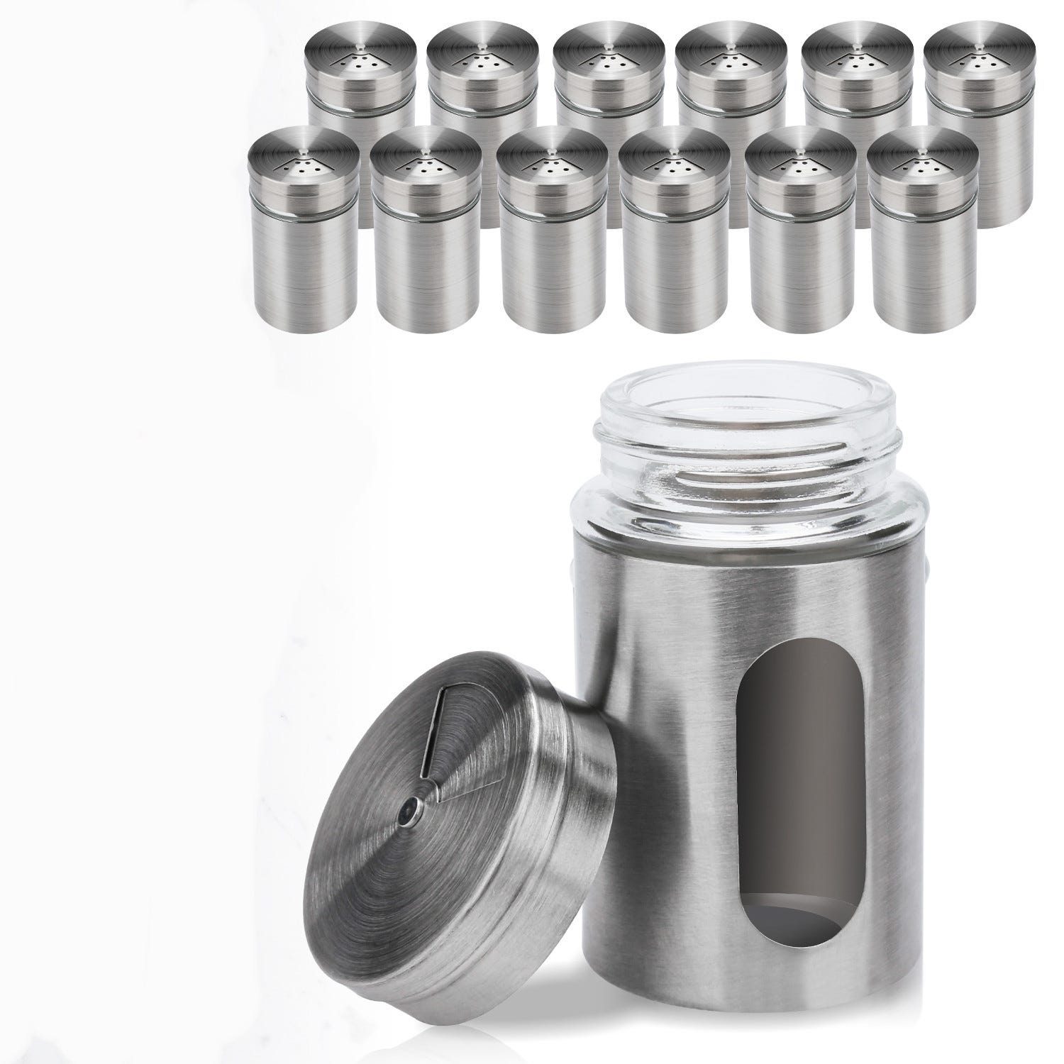 Portaspezie in acciaio inox per 5 barattoli di spezie Portaspezie in acciaio inox per 5 barattoli di spezie