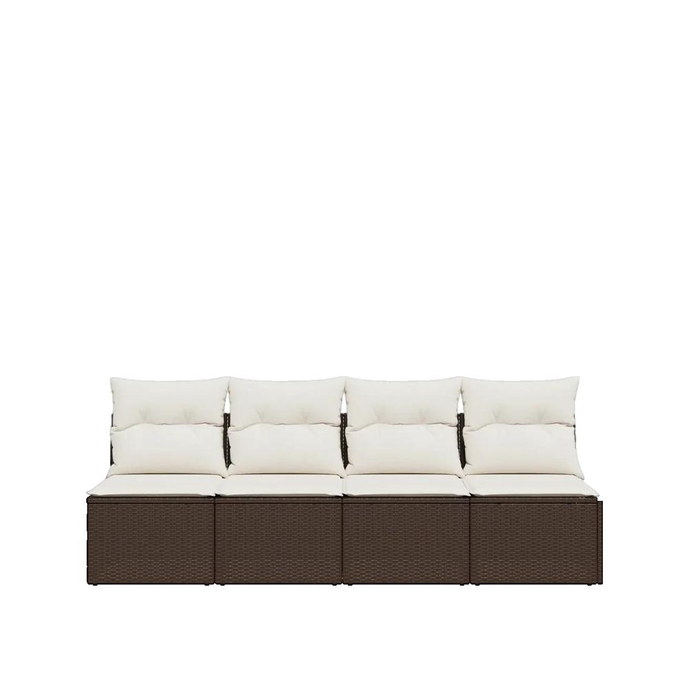Sofa Ogrodowy vidaxl Z Plecionki Rattanowej Brązowy 4 Miejsca