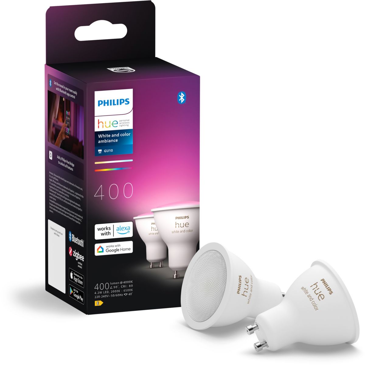 Philips Hue White And Color Ambiance Gu10, Foco Inteligente, (Paquete De 2) Blanco , Leroy Merlin