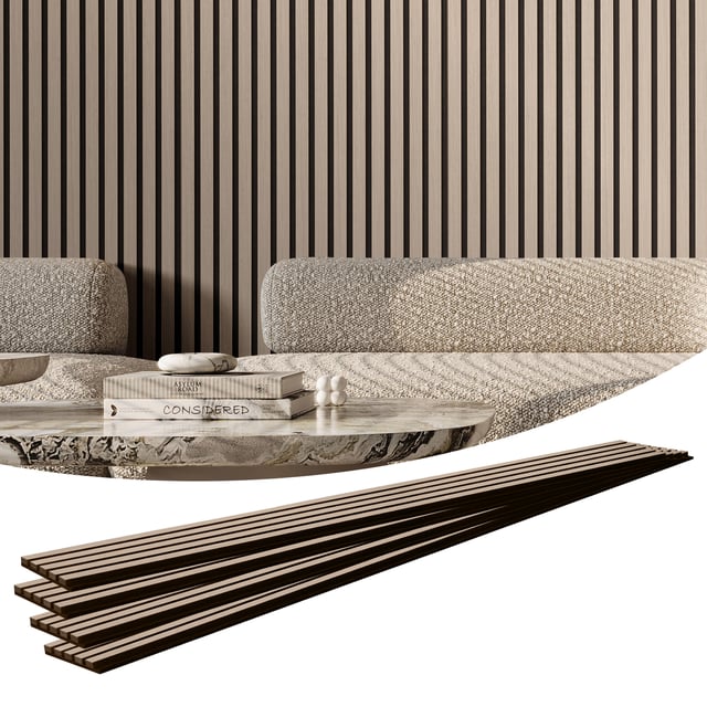 VEVOR Pannelli Acustici in Legno 2400 x 200 mm, Listelli MDF per Parete Moderna, Pannelli Effetto Legno per Decorazione & Riduzione del Rumore