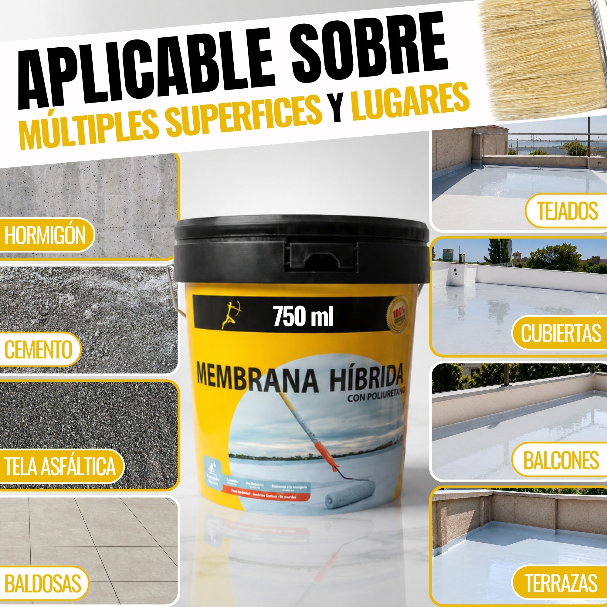 (Transparente, 14L) Revestimento Impermeabilizante Híbrido Poliuretano | Tinta Impermeável para Terraços, Telhados e Exteriores | Contra Fugas - 4
