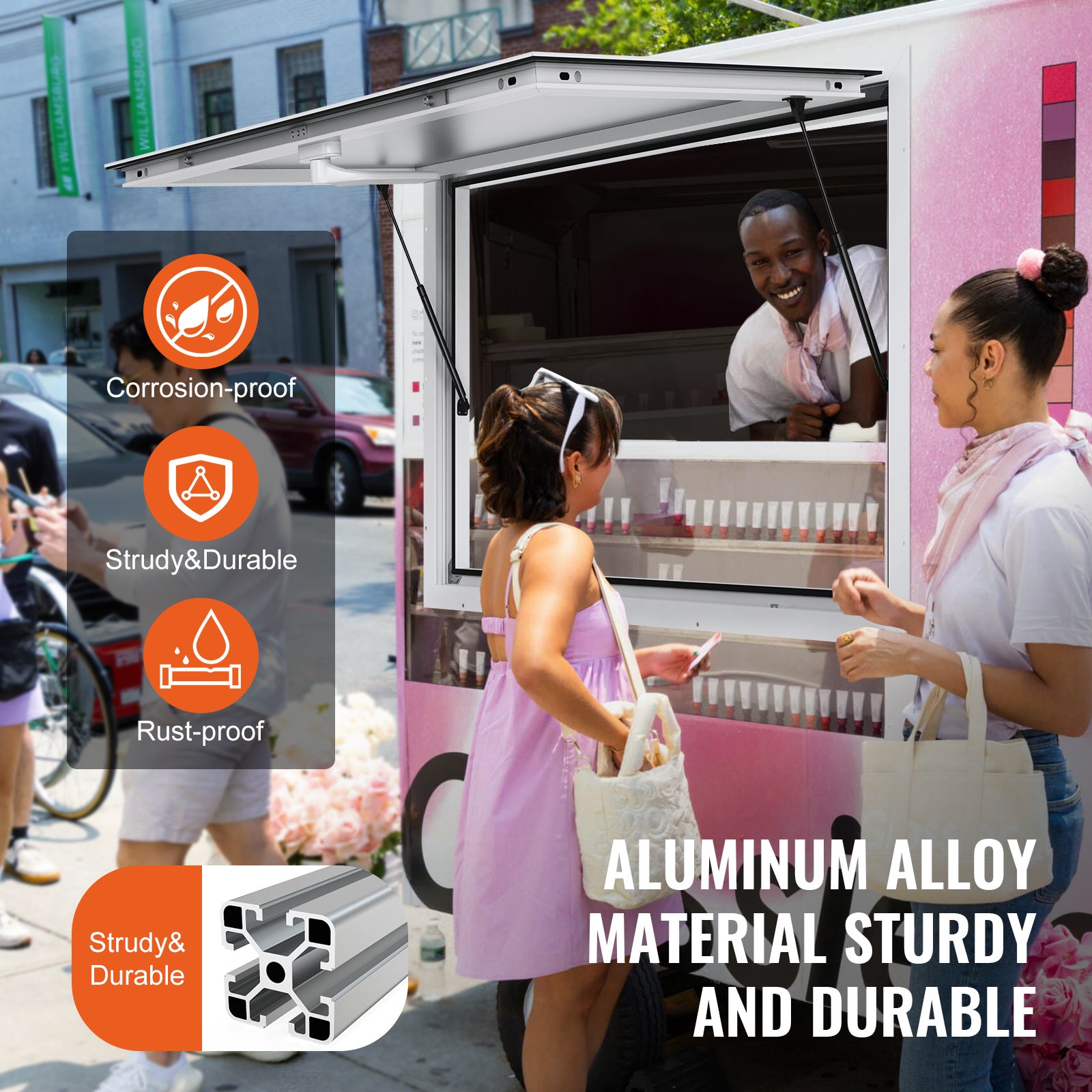 Fenêtre De Concession Pour Camion Restaurant – Aluminium 122x91,5 Cm, Neuf Sous Emballage