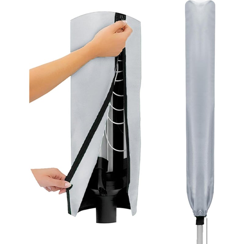 Pokrowiec na suszarkę, odporny na warunki atmosferyczne, 420D, z zamkiem błyskawicznym i kieszenią do przechowywania, srebrny (160 x 15 x 15 cm)