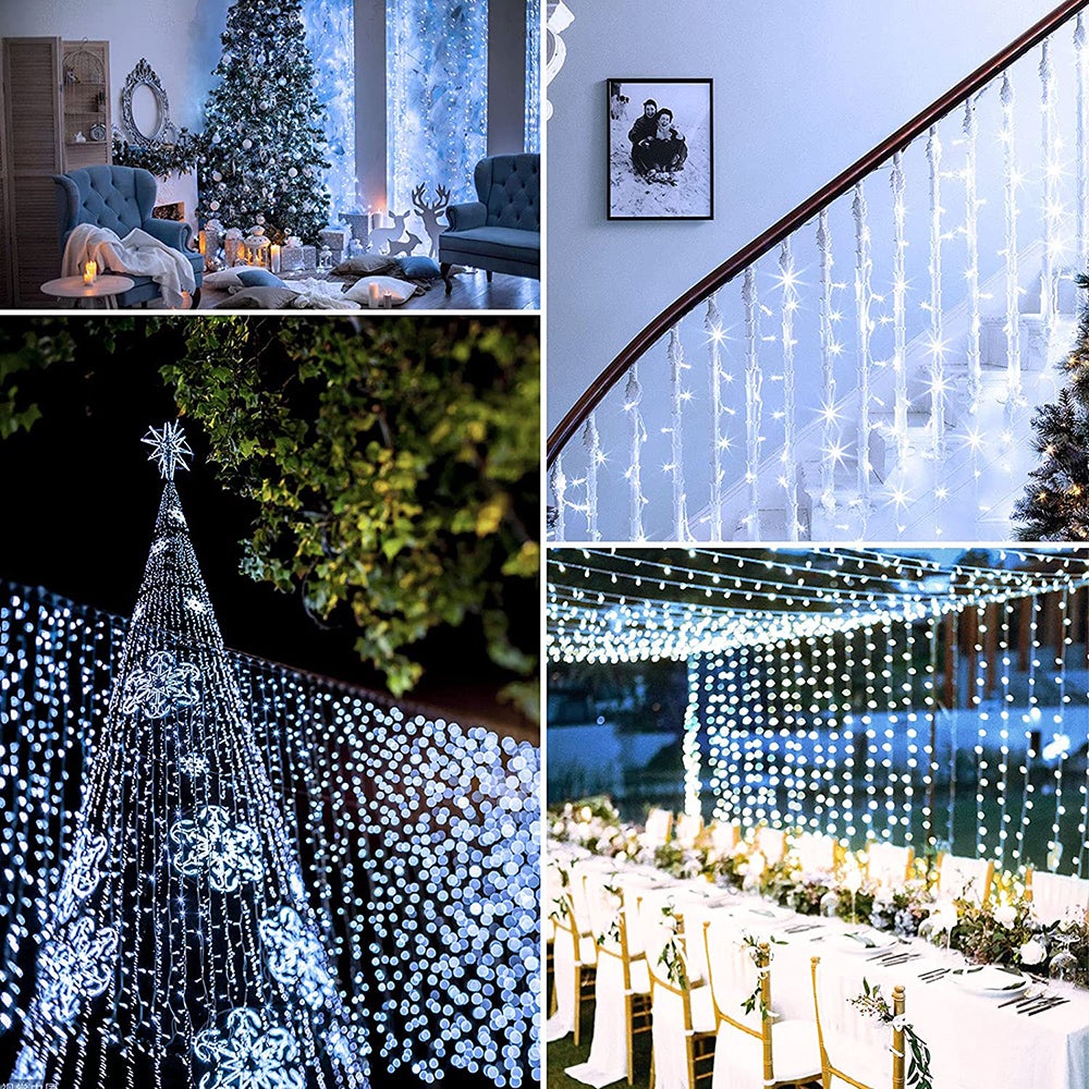 Guirlande Lumineuse de Noël, 50M 400 LED Lumières de Noël Intérieur et Extérieure Électrique 8 Modes Guirlande Décorative pour Fête Blanc - 8