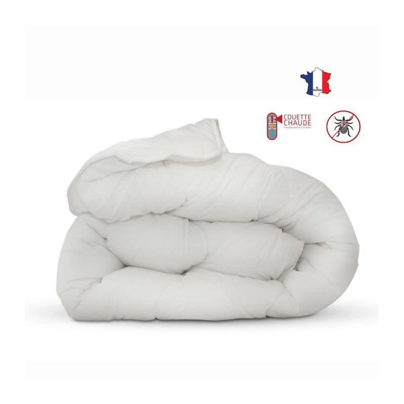 Abeil Couette Prestige Quallofil Allerban Anti-Acarien 220x240 Cm - 100% Coton Ultra Doux - Chaleur Hiver 350 G/m² Fabriquée En France