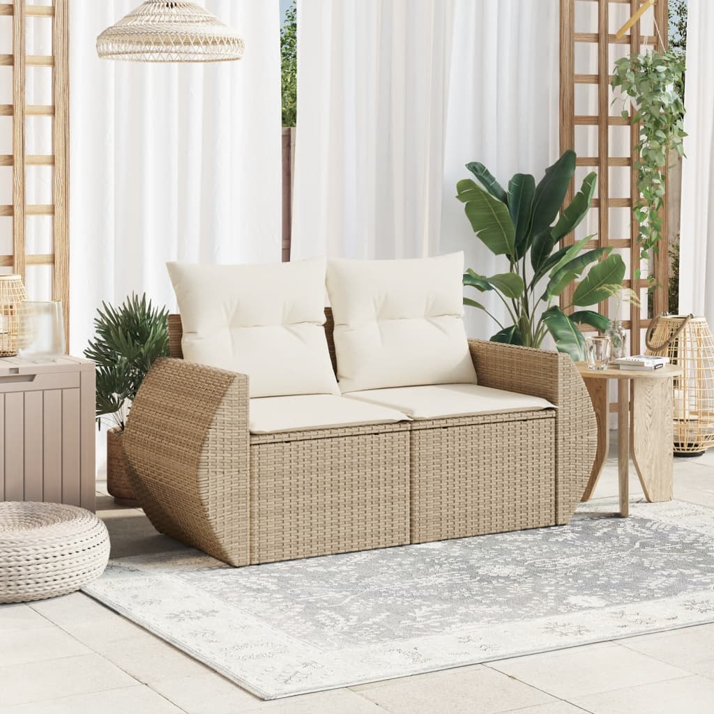 Salon bas de jardin en Rattan synthétique Beige 2 personnes - 4