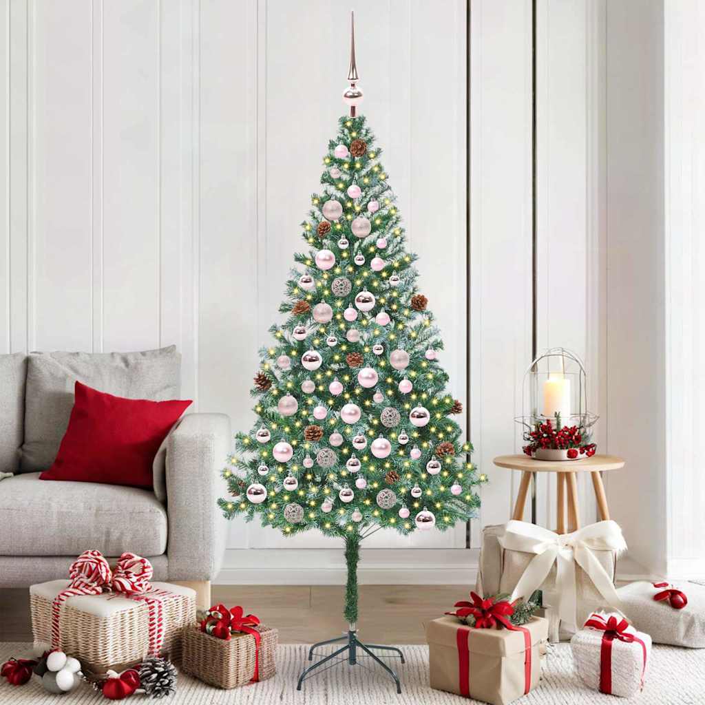 Sztuczna choinka z 300 diodami LED Zielony 180 cm PVC i stal