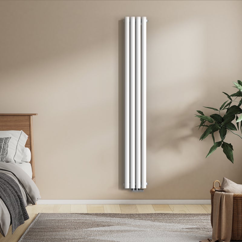 EMKE Grzejnik Stalowy Pojedynczy Pionowy 483W, 180x24 cm, 6 bar, do 6 m² – Biały