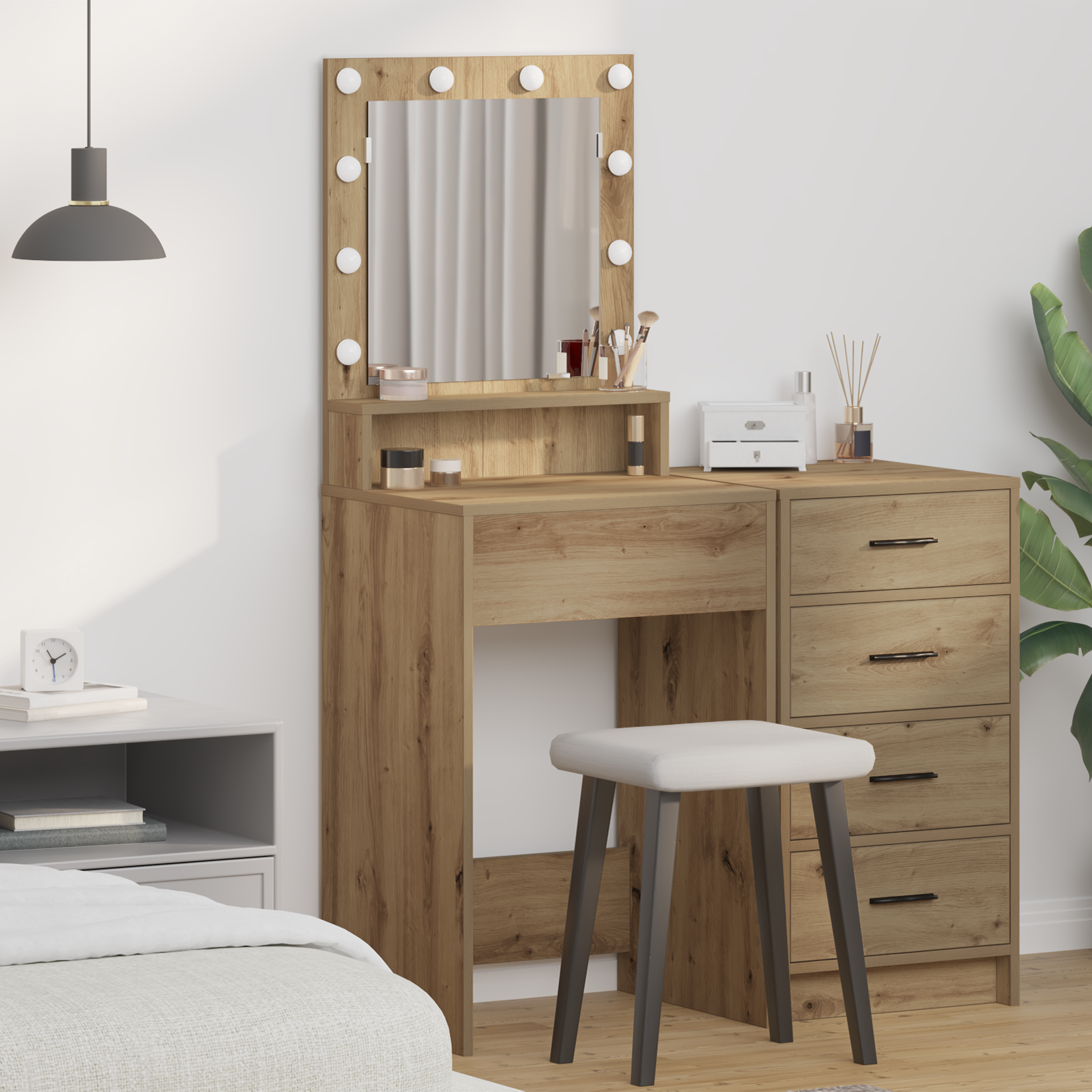 Miroir Coiffeuse en Bois Fait à la Main Feuille Or 41 CM X 51 CM
