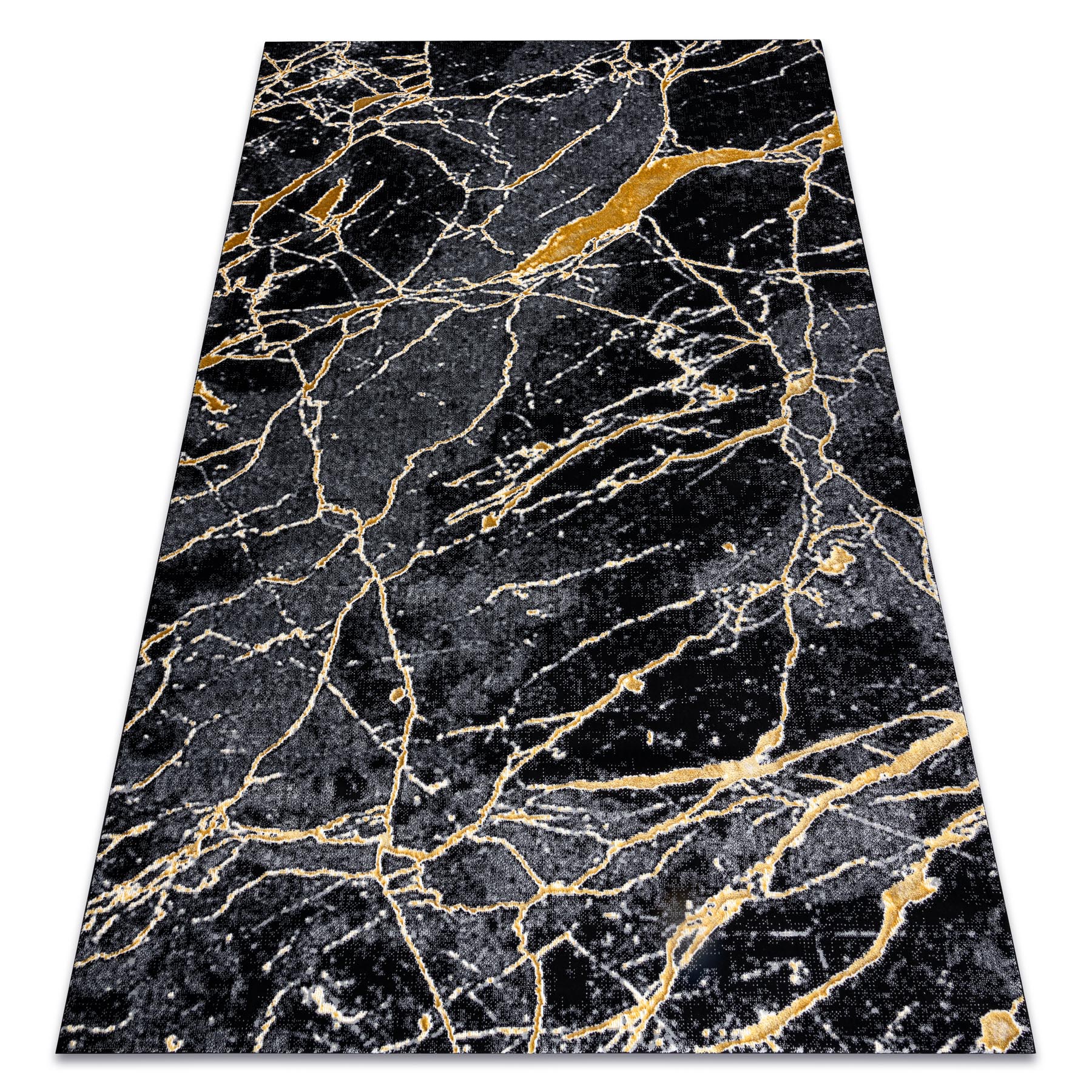 Alfombra gloss moderno 529a 82 mármol, roca, elegante, glamour negro / gris 200x290 cm