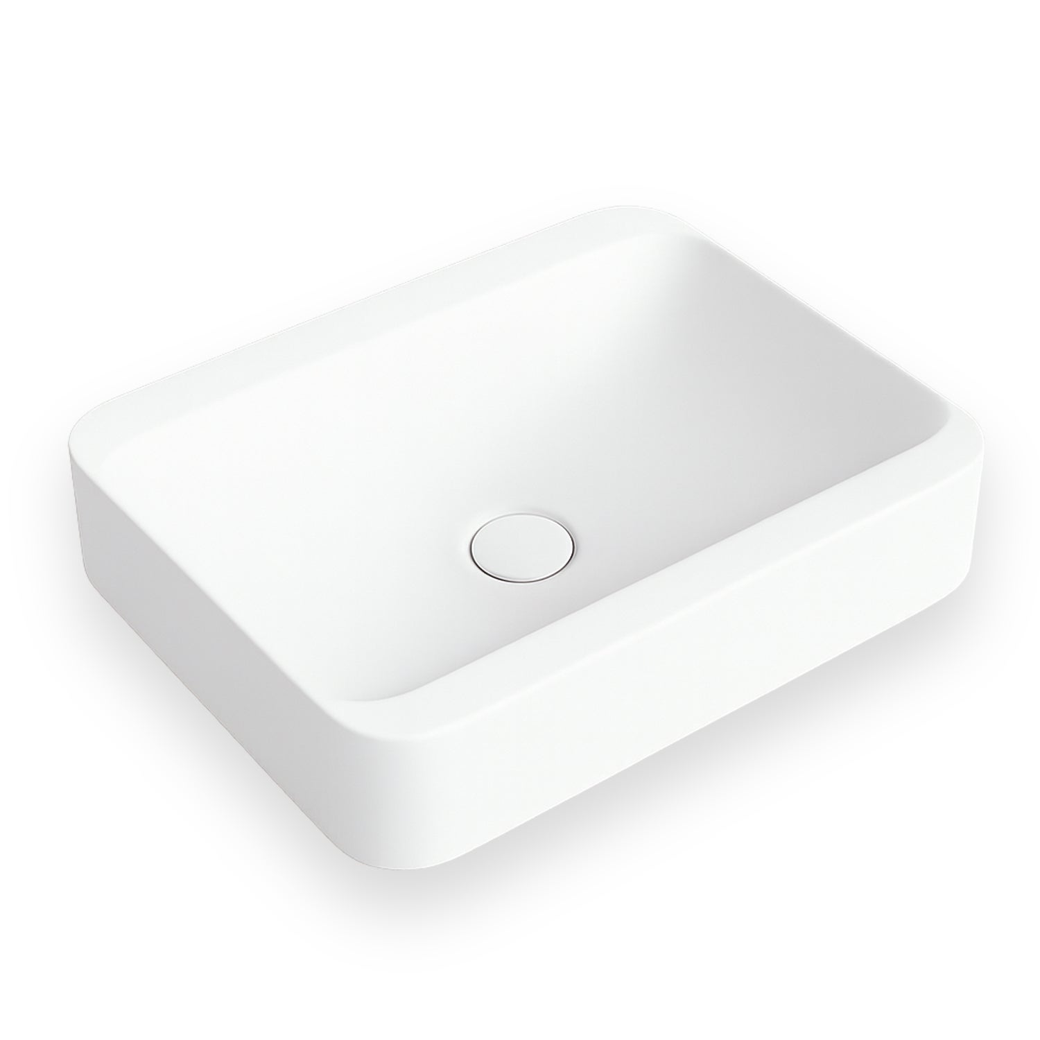 Hanae 45 cm lavabo semi-rectangular empotrado blanco mate - fregaderos de baño