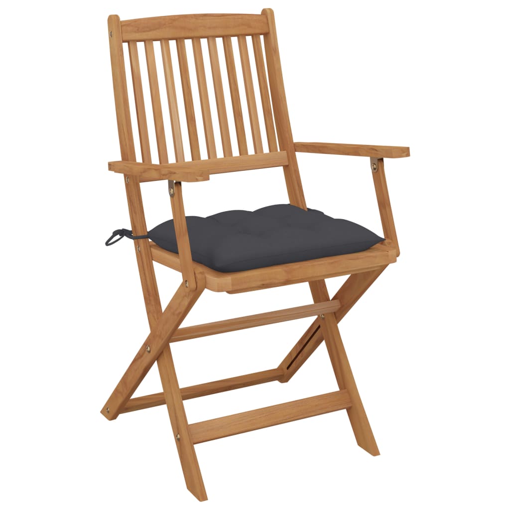 Chaises pliables de jardin 2 pcs avec coussins Bois d'acacia - 3
