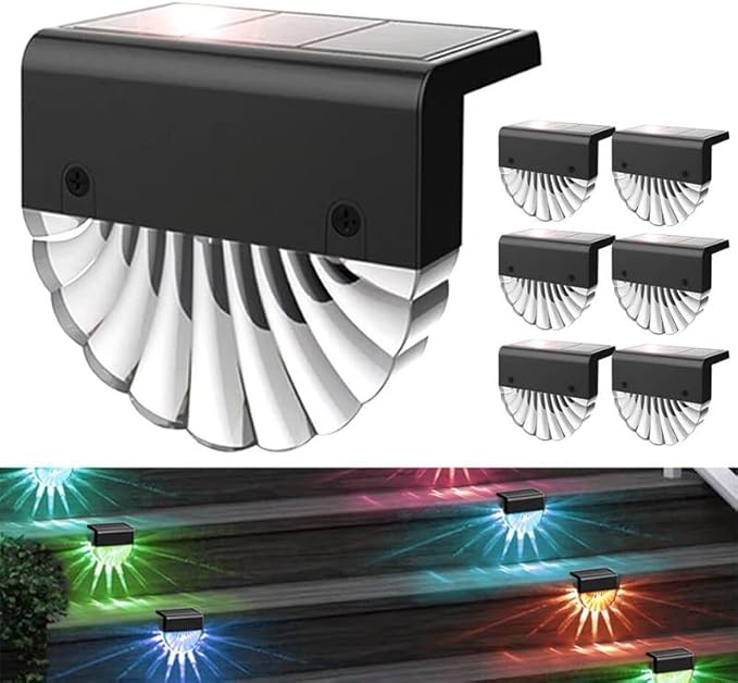 Zestaw 6 lamp solarnych do ogrodu, tarasu, schodów, wodoodpornych, ciepłych i kolorowych