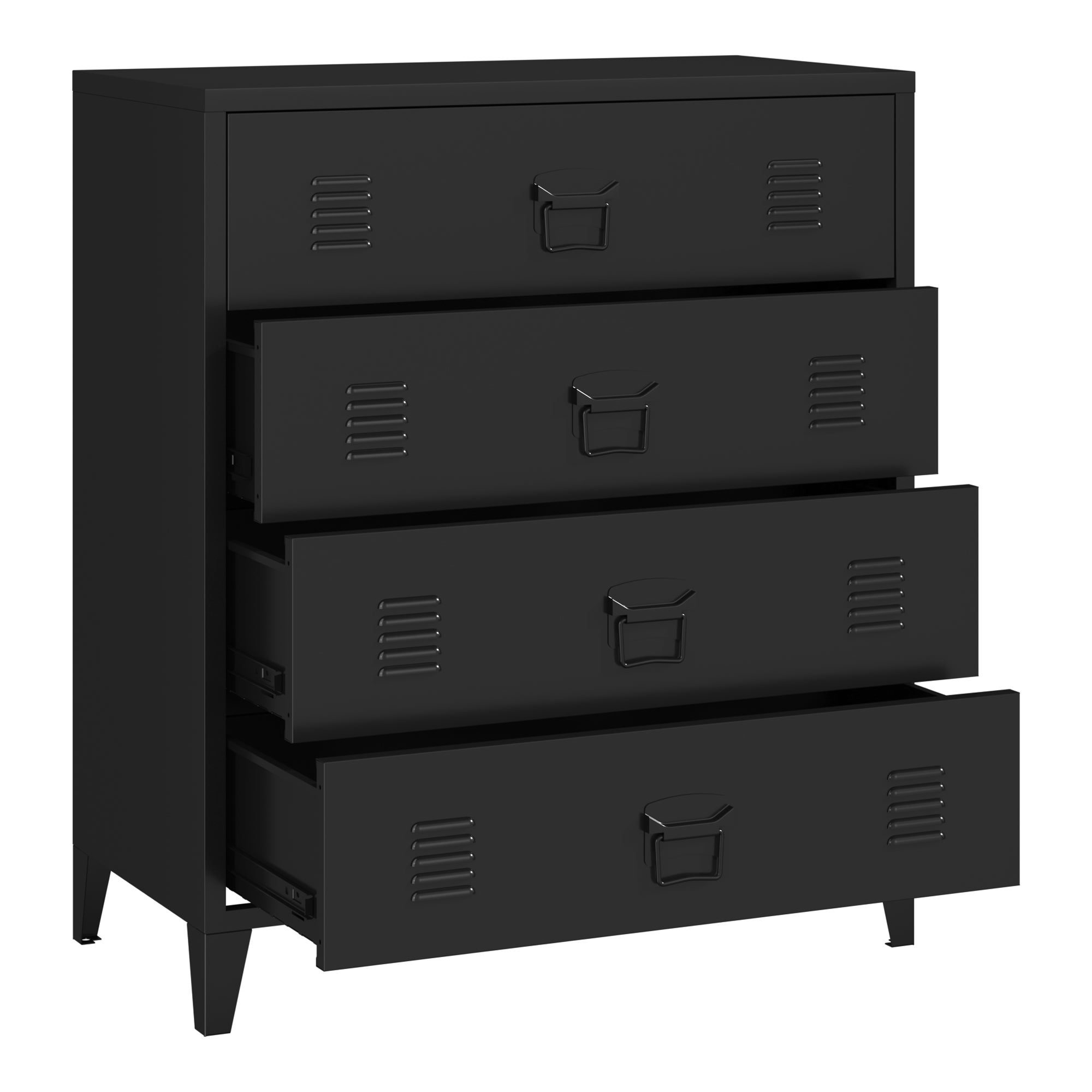 Commode métallique Hämeenlinna avec 4 tiroirs acier 92 x 80 x 40 cm noir [en.casa] - 9