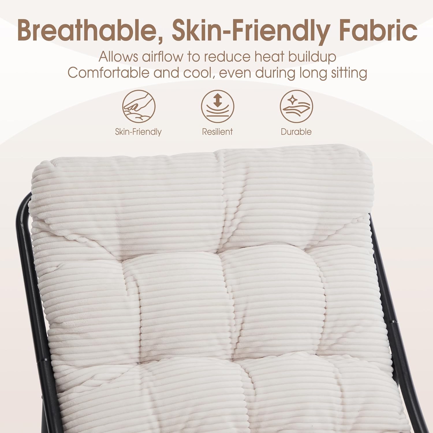 Fauteuil extérieur en acier avec coussin, pouf offert, chaise de jardin moderne pour terrasse et balcon - 5