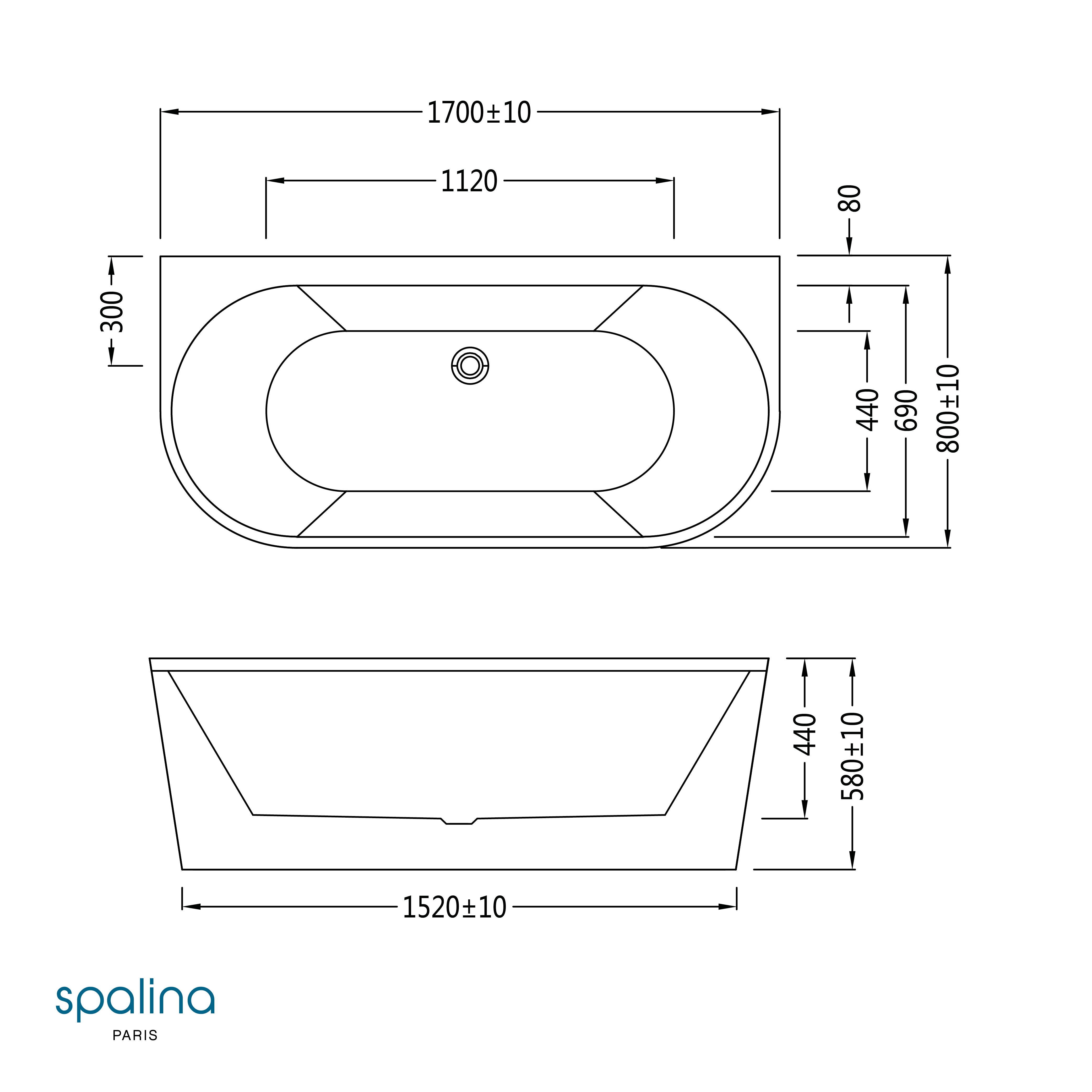 Baignoire Ilot Naos 170 blanche 170 x80 x58 cm, by SPALINA - 10