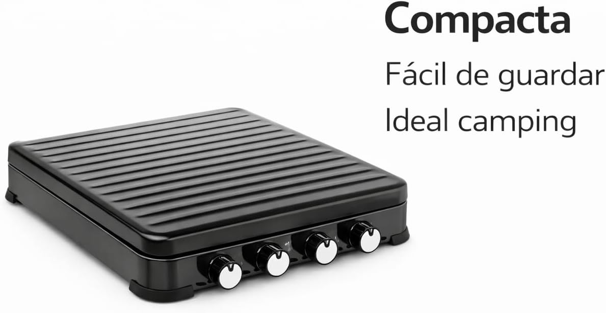 Fogão a Gás Portátil 4 Bocas (4 Queimadores) 8,8 kW · Camping Exterior · Para Butano e Propano · Tampa rebatível · Chama regulável - 5