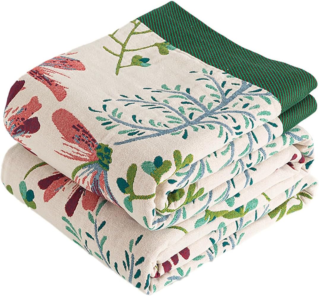 VANJOROY Grande couverture double face pour canapé 2 ou 3 places avec motif floral, 100 % pur