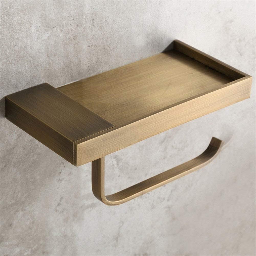 Uchwyt na papier toaletowy w stylu antycznym z miejscem do przechowywania wykonany z wysokiej jakości mosiądzu, idealny do smartfona. Wielofunkcyjny u