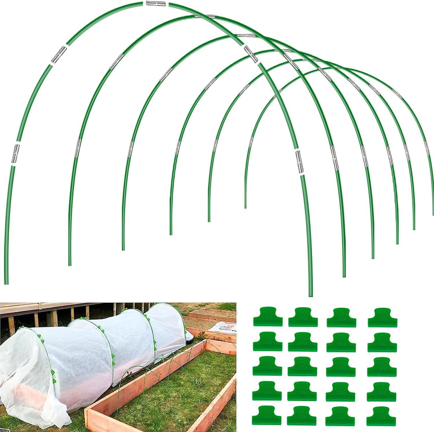 JYCAR 6 cerchi per serra, supporti per piante da giardino, senza ruggine, con rivestimento in plastica, per rete da giardino in tessuto da giardino (48 x 48 cm