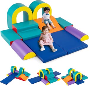 Parcours Motricité Bébé En Mousse – 8 Blocs D'escalade Doux – Bleu Pâle – Jouet éducatif – Capacité 50 Kg