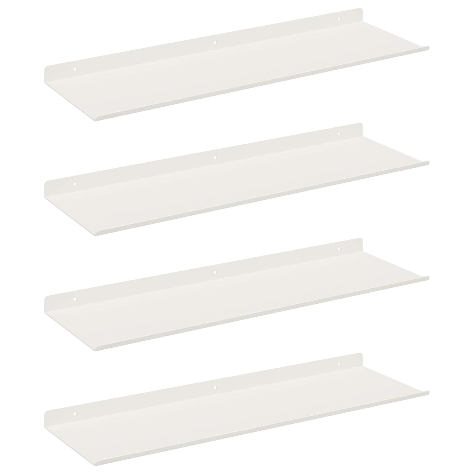 Lot de 4 Étagères flottantes Étagères murales - Blanc 60 x 18 x 2,5 cm ...
