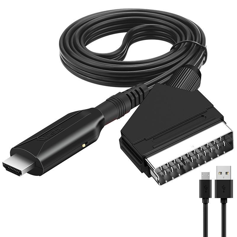 Convertisseur Péritel vers HDMI avec câble HDMI - Pour Full HD TV 720P/1080P - Audio Vidéo pour Lecteur DVD Sky Blu-Ray STB VHS Xbox PS3 - 5