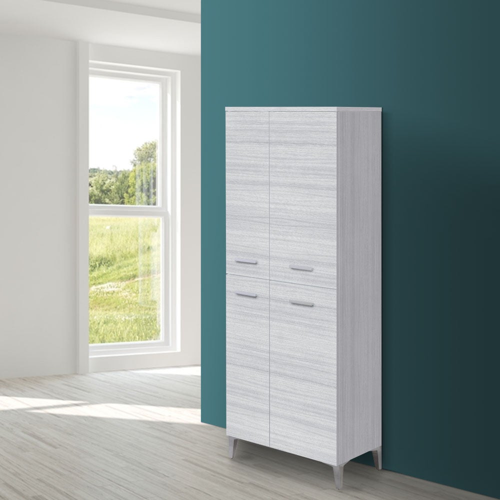 Grand meuble de salle de bain gris 4 portes 60x153,5 cm Polyvalent ou meuble à chaussures - 2
