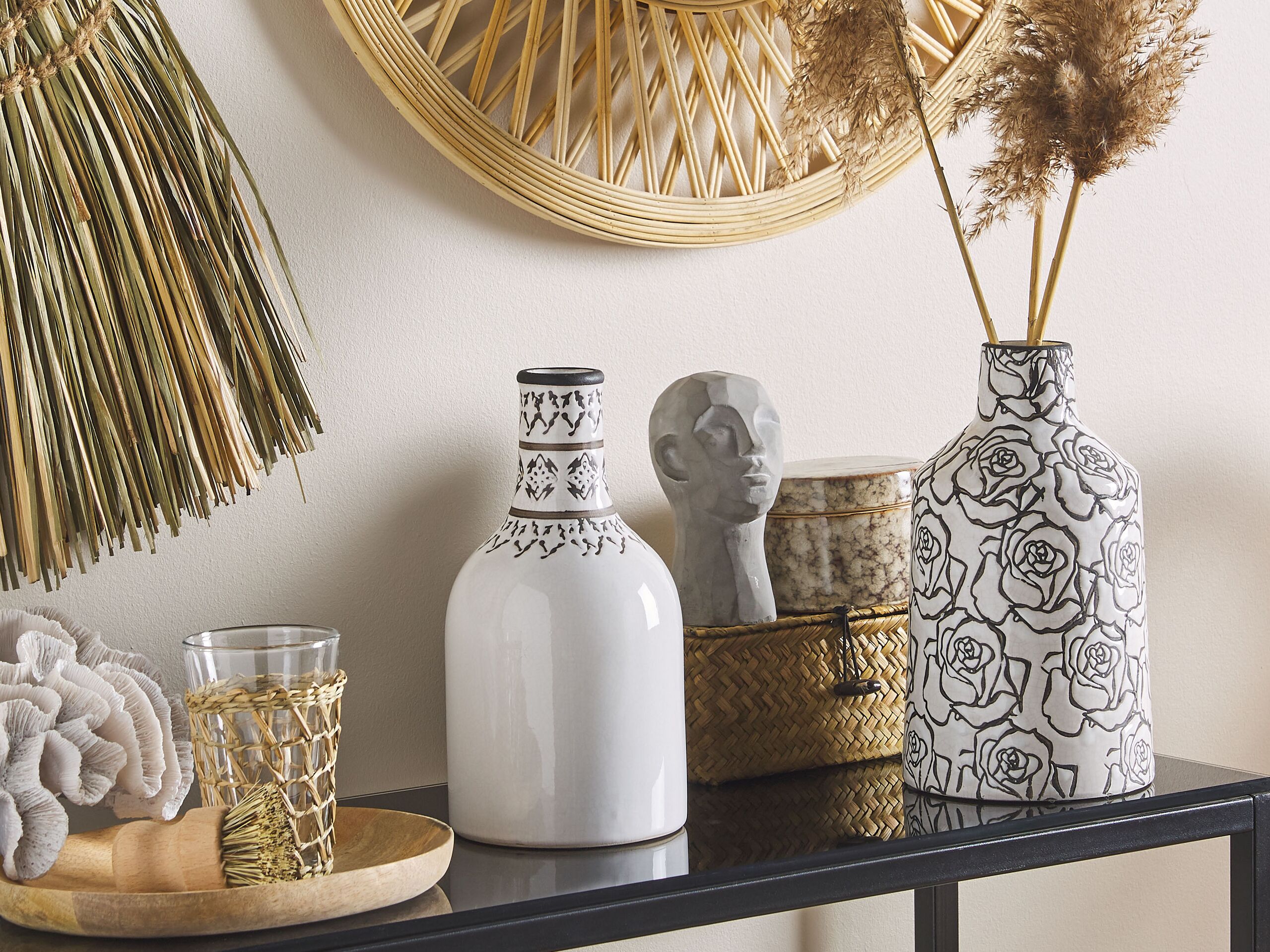 Vase à fleurs ALINDA Grès 26 cm Blanc - 2