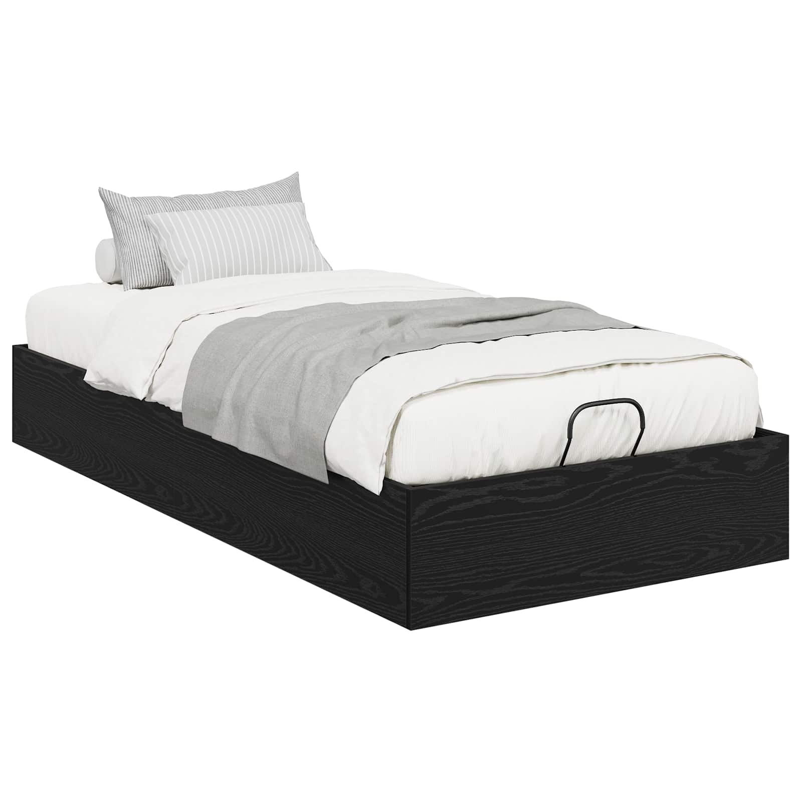 Cadre de lit ottoman avec rangement chêne noir 193 x 90 x 25 cm - 3