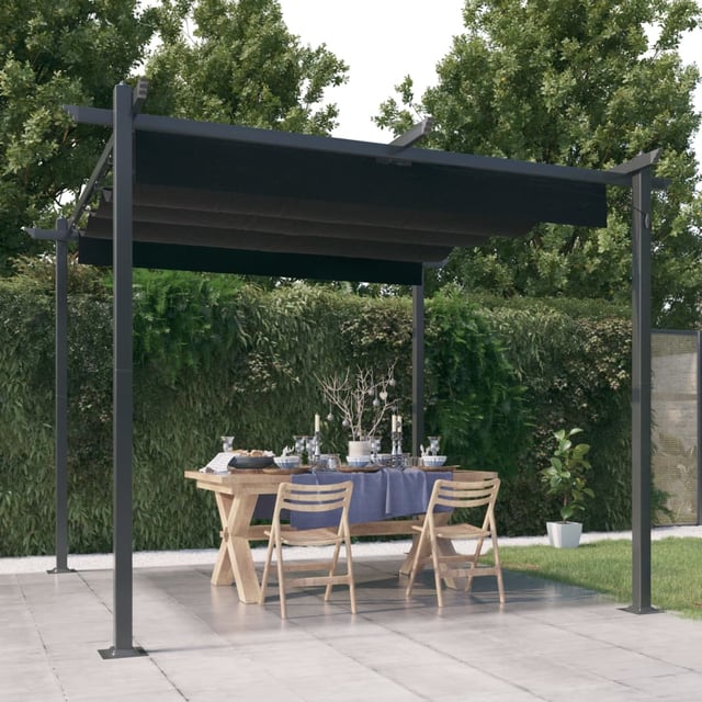 Gazebo da giardino con tetto retrattile 3x3 mt Antracite