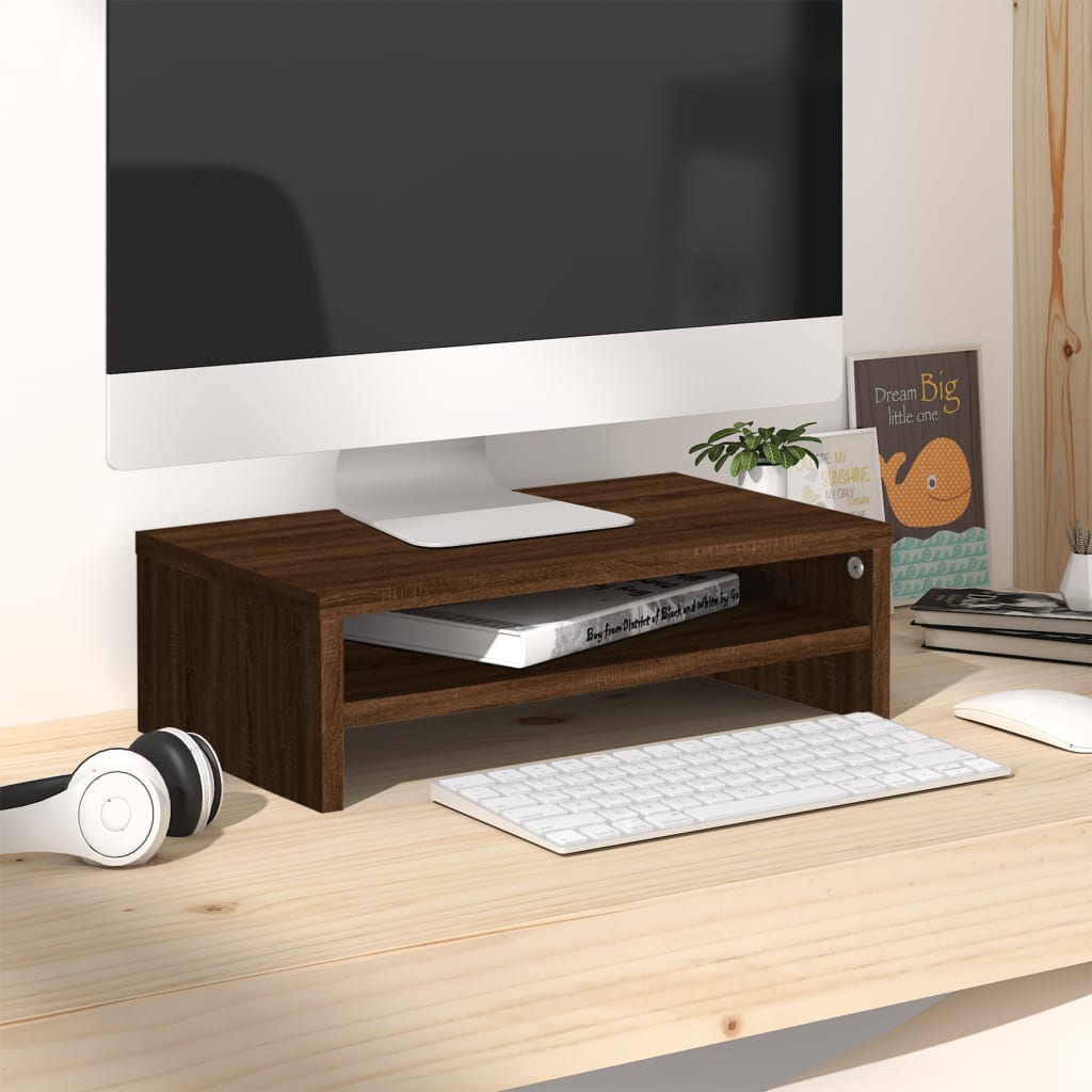 Podstawka pod monitor Dąb brązowy 42x24x13 cm Drewno konstrukcyjne