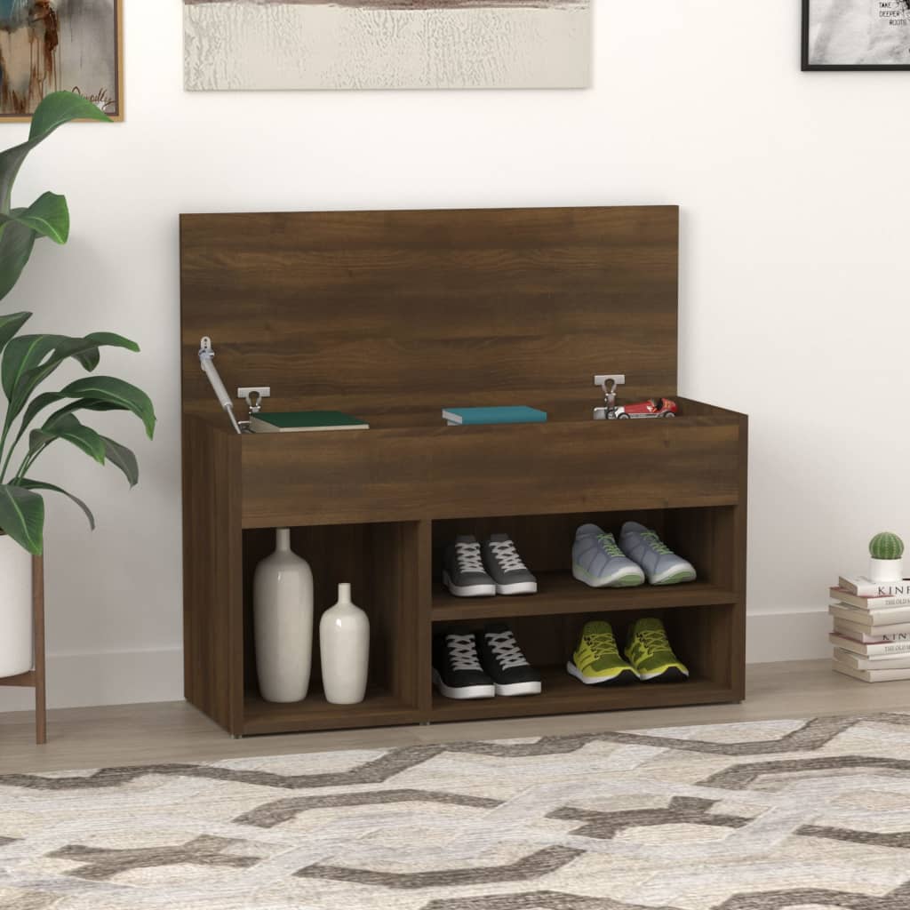 Panca Porta Scarpe Rovere Fumo 42x42x45 cm in Legno Multistrato