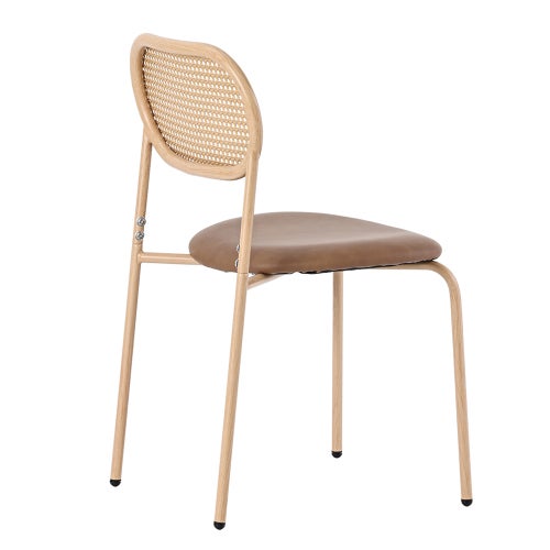 Ensemble de 4 chaises de salle à manger modernes en rotin tressé avec pieds en métal - 2