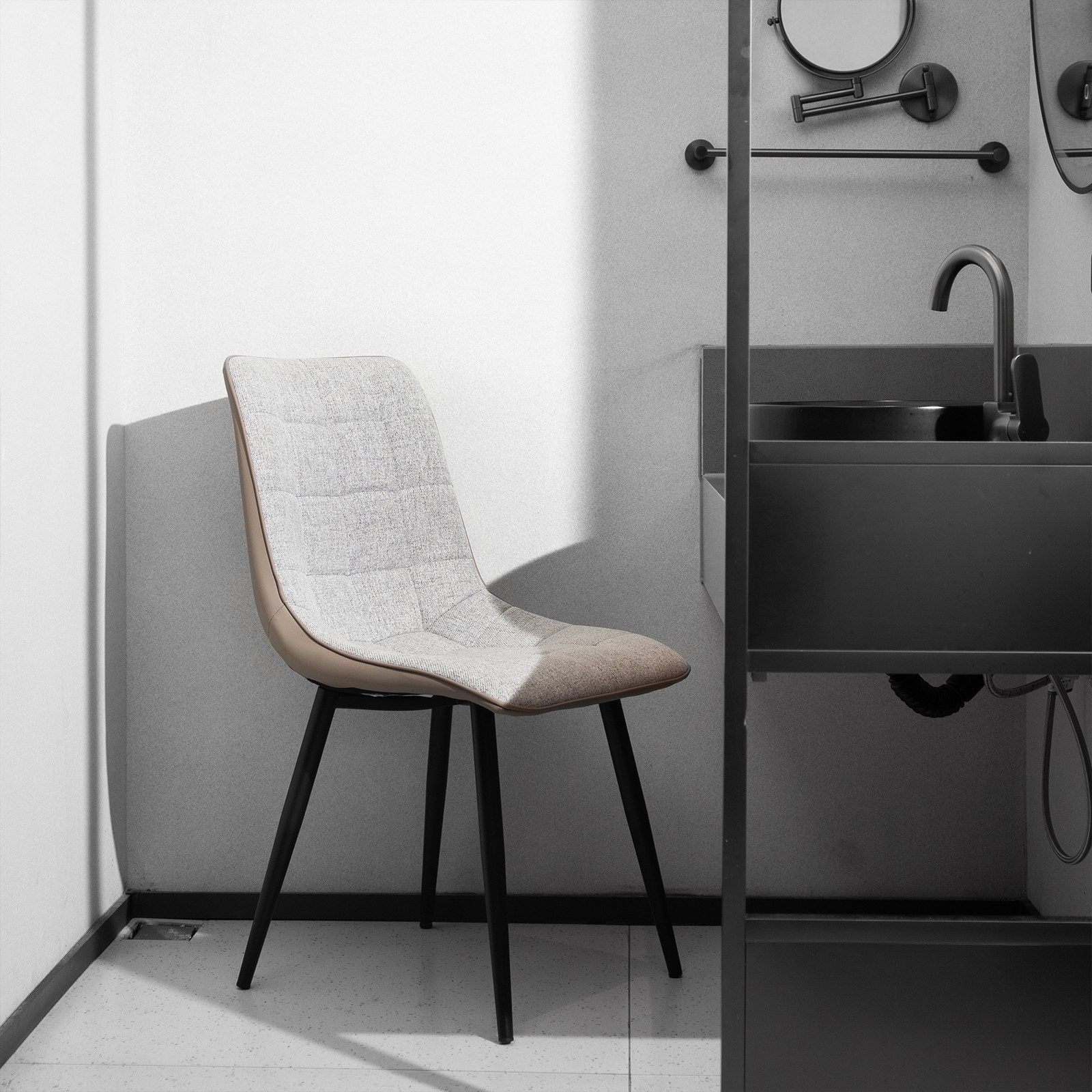 Set di 2 Sedie Ergonomiche da Sala da Pranzo, Sedile Imbottito, Struttura Metallica, Design Moderno - 3