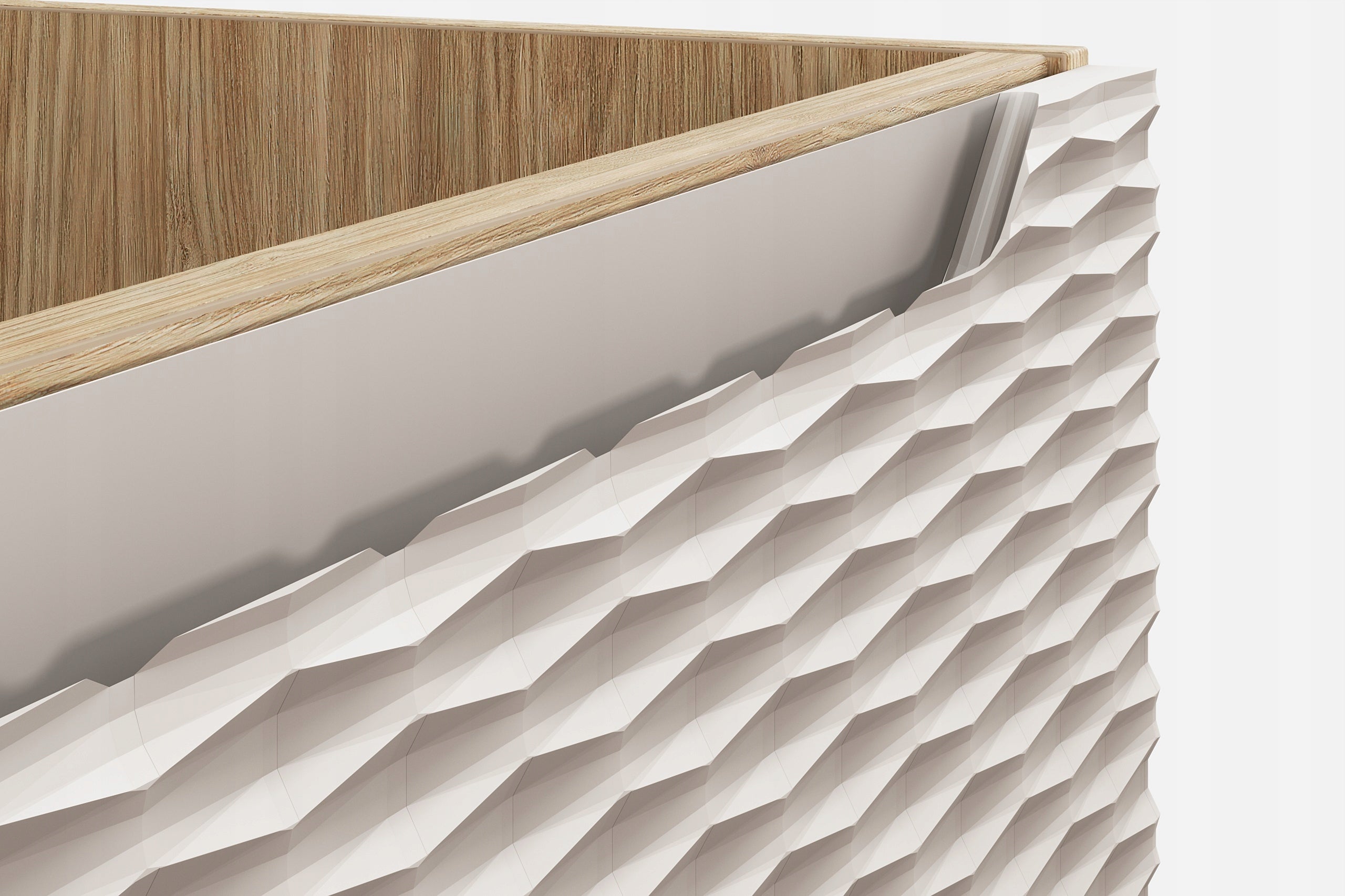 Szafka łazienkowa OCEAN 90 cm beżowa dąb olejowany front 3D MDF wisząca - 3