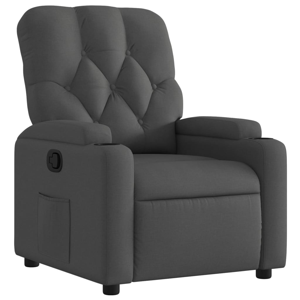 Fauteuil inclinable en tissu gris foncé - 2