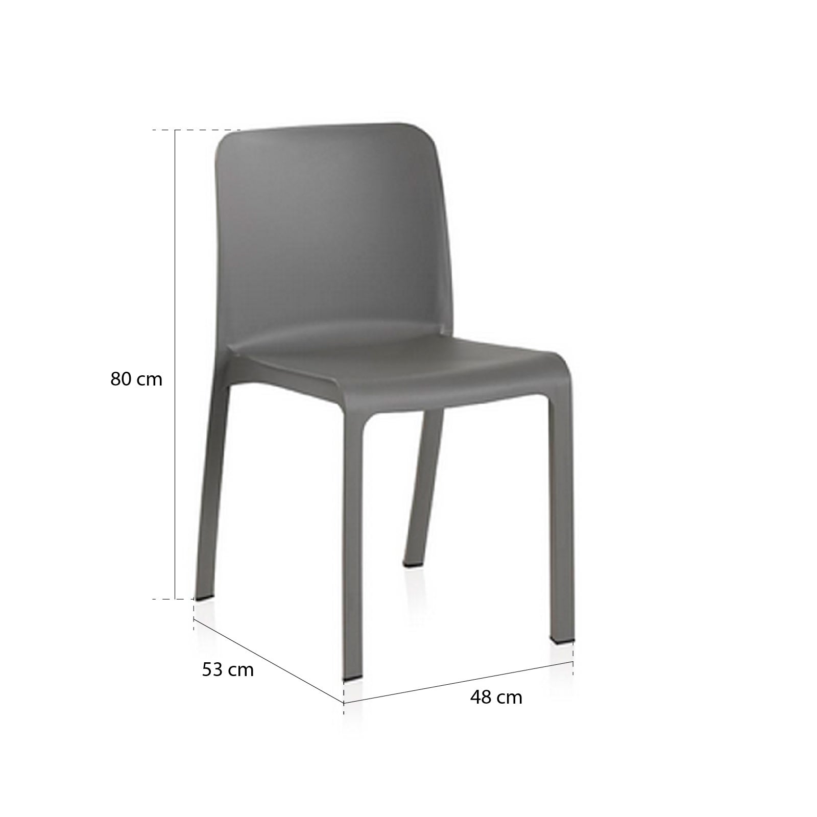 Lot de 6 Chaise de jardin sans coussin Grana en Plastique Gris - 4