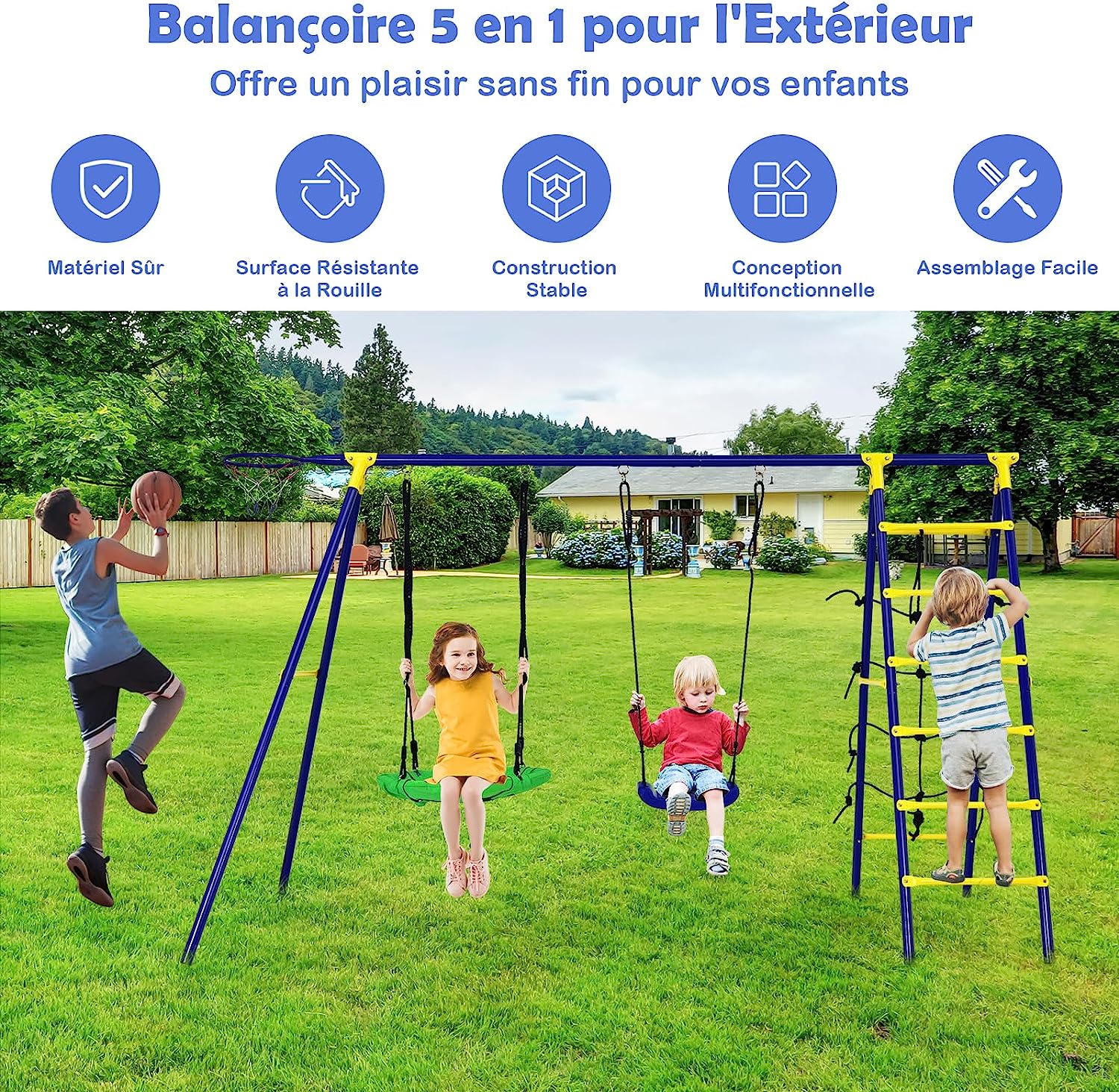 Juego Columpio Jardin Exterior en 1, Columpios, Aro de