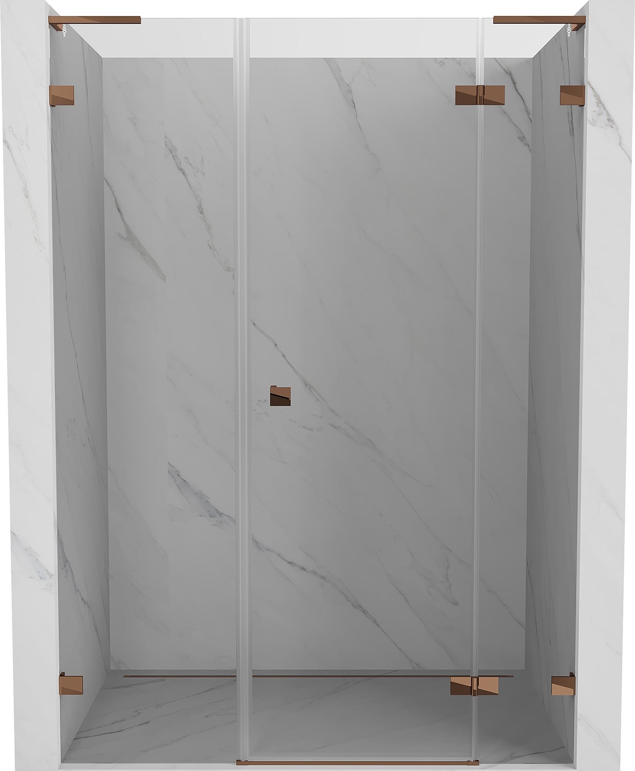Mexen Lunar L drzwi prysznicowe uchylne prawe 125 cm, transparent, różowe złoto - 834SL-125-050-60-00-P