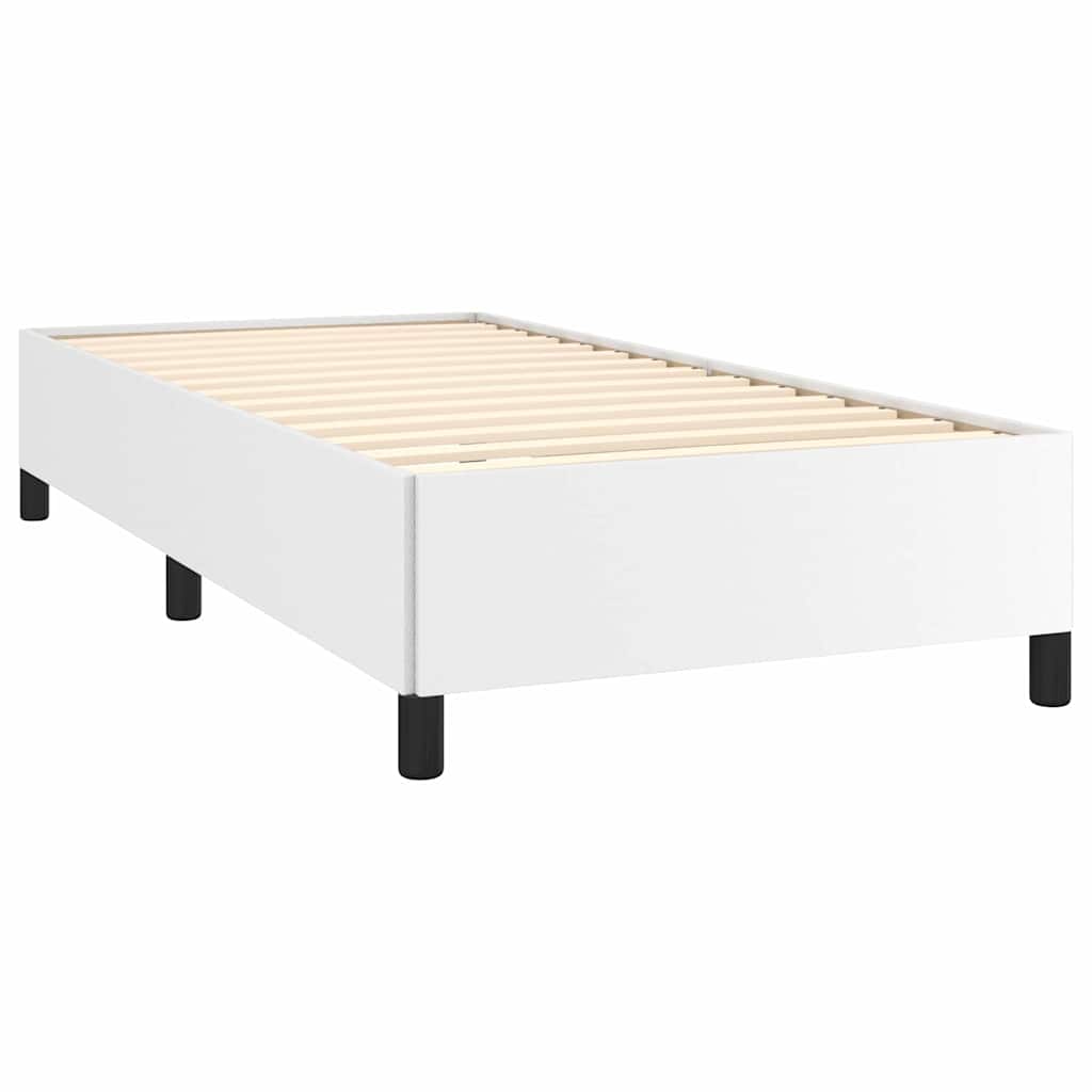 Cadre de lit sans matelas, similicuir blanc, pour la chambre, 90 × 190 cm - 4
