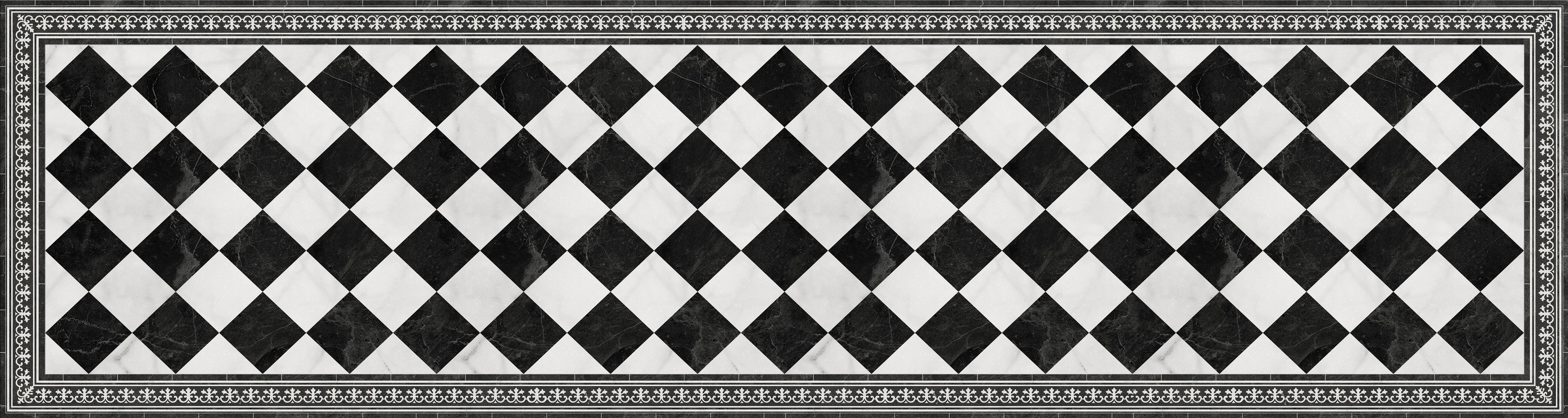 Alfombra de vinilo Damero Gloria 80x300 cm -PVC antideslizante, vinilica para cocina o salón, estilo hidraúlico - 7
