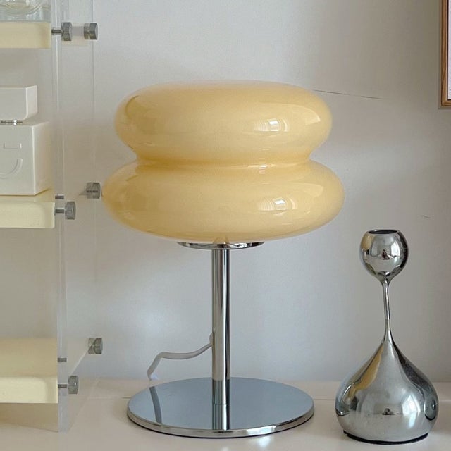 Lampa stołowa LED, retro szklana lampa w nastroju, ładna lampa stołowa, lampa nocna USB (kremowa)