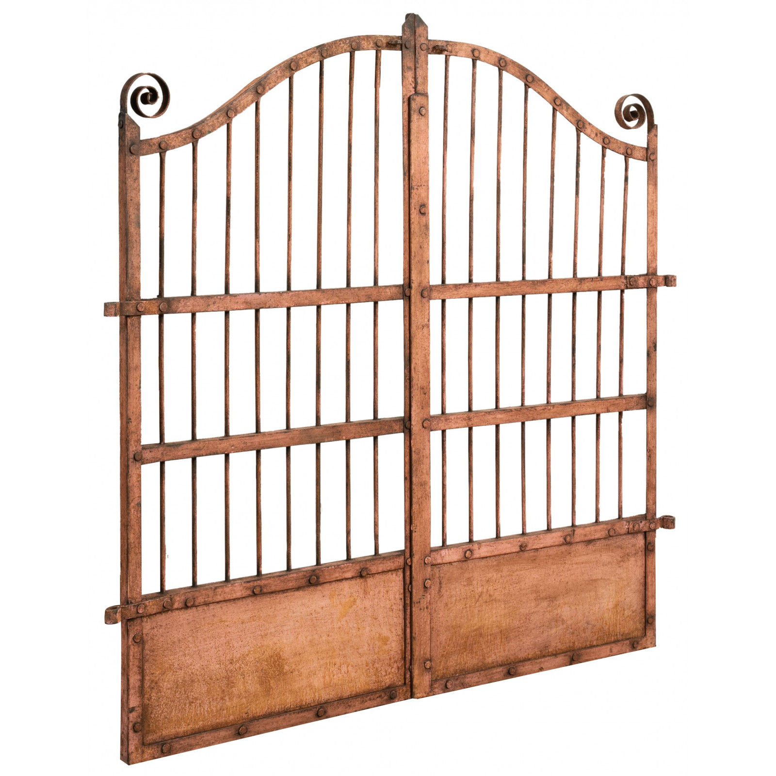 Biscottini cancela de hierro forjado para exterior 115x115x6cm - cancelita de jardín con acabado rojo antiguo - cancelita batiente para entrada