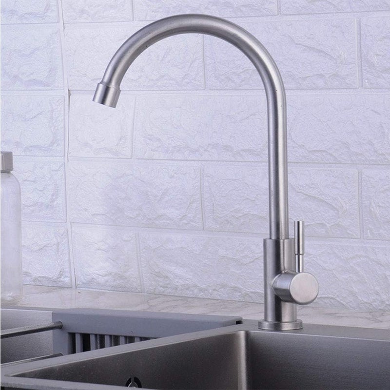 Bateria kuchenna, tylko zimna woda, jednouchwytowa bateria zlewozmywakowa, obrotowa 360°, oszczędzająca wodę, ze stali nierdzewnej