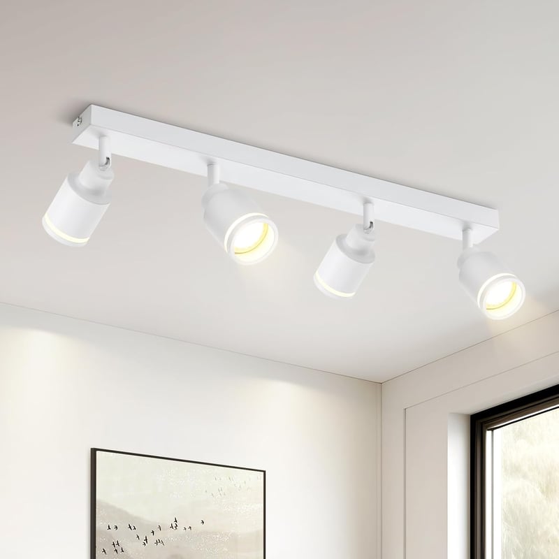 Nettlife Reflektorowa sufitowy 4-punktowy GU10, metalowy, regulowany, biały, Nowoczesna lampa do sypialni