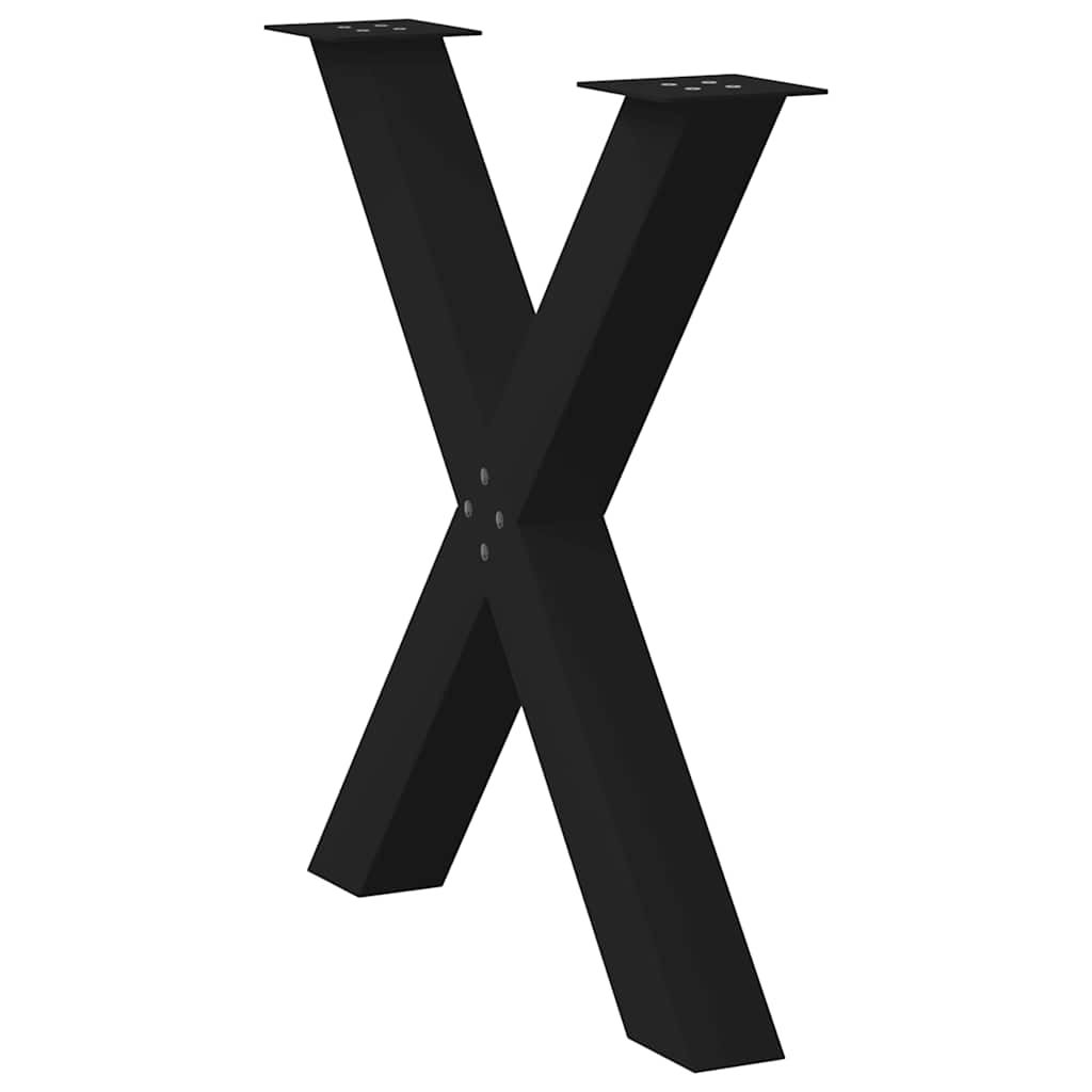 Maison Exclusive - Pieds de table à manger en forme de X, 3 pièces, noir, 80 x (72-73) cm, acier - 4