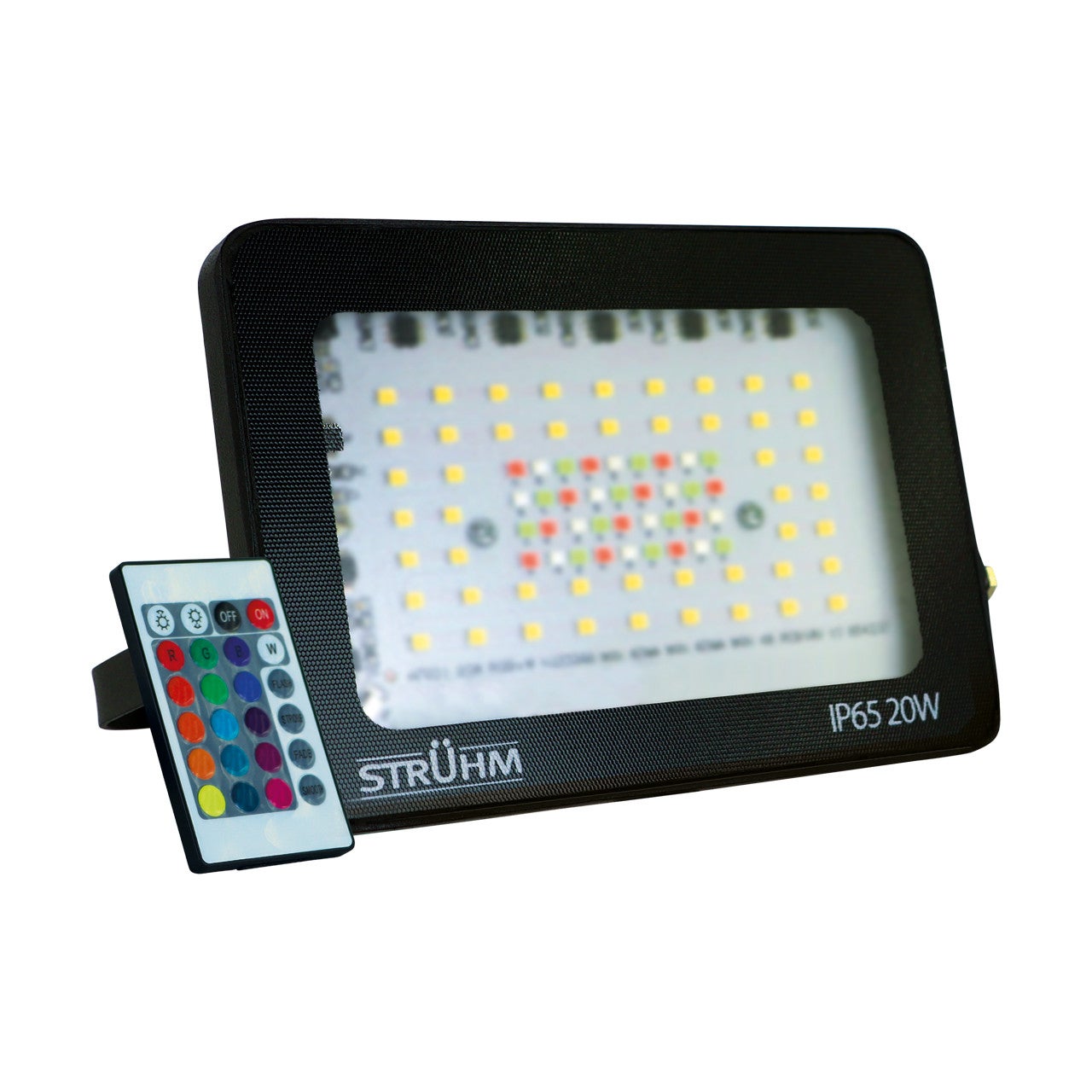 Naświetlacz LED czarny LED 20W 6000K 2070lm pilot IP65 wym: 11,4 x 14,8 x 1,8 cm aluminium Struhm